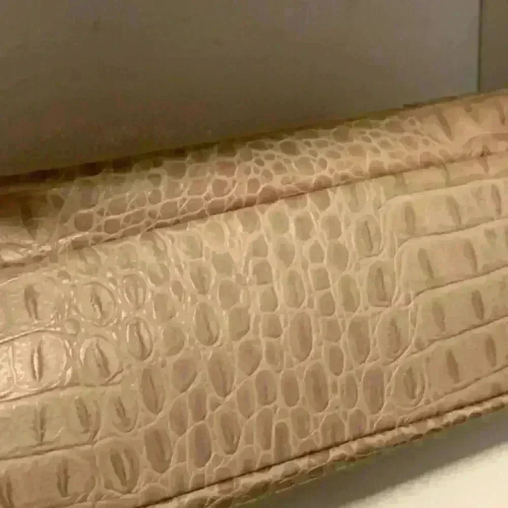 Furla Croc Embossed Handbag Satchel Lg Genuine Italian Leather Womens Taupe